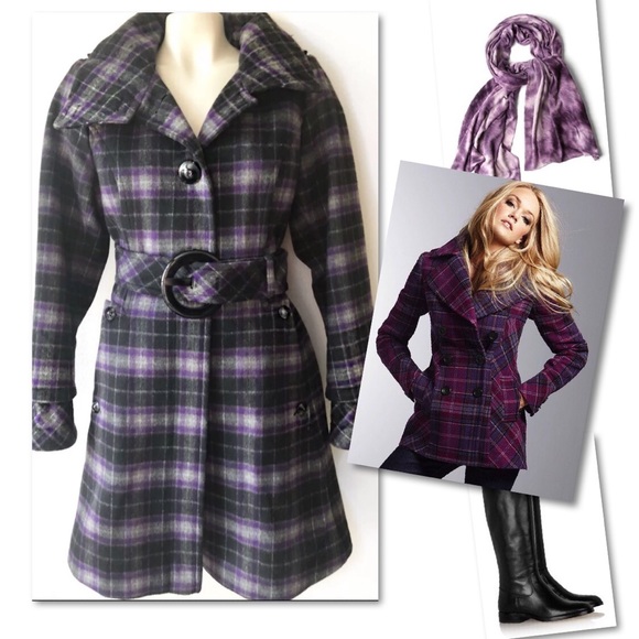 Soia & Kyo Jackets & Blazers - SOIA KYO UKRAINE WOOL PURPLE PLAID JACKET COAT L Soia & Kyo Jackets & Blazers - SOIA KYO UKRAINE WOOL PURPLE PLAID JACKET COAT L